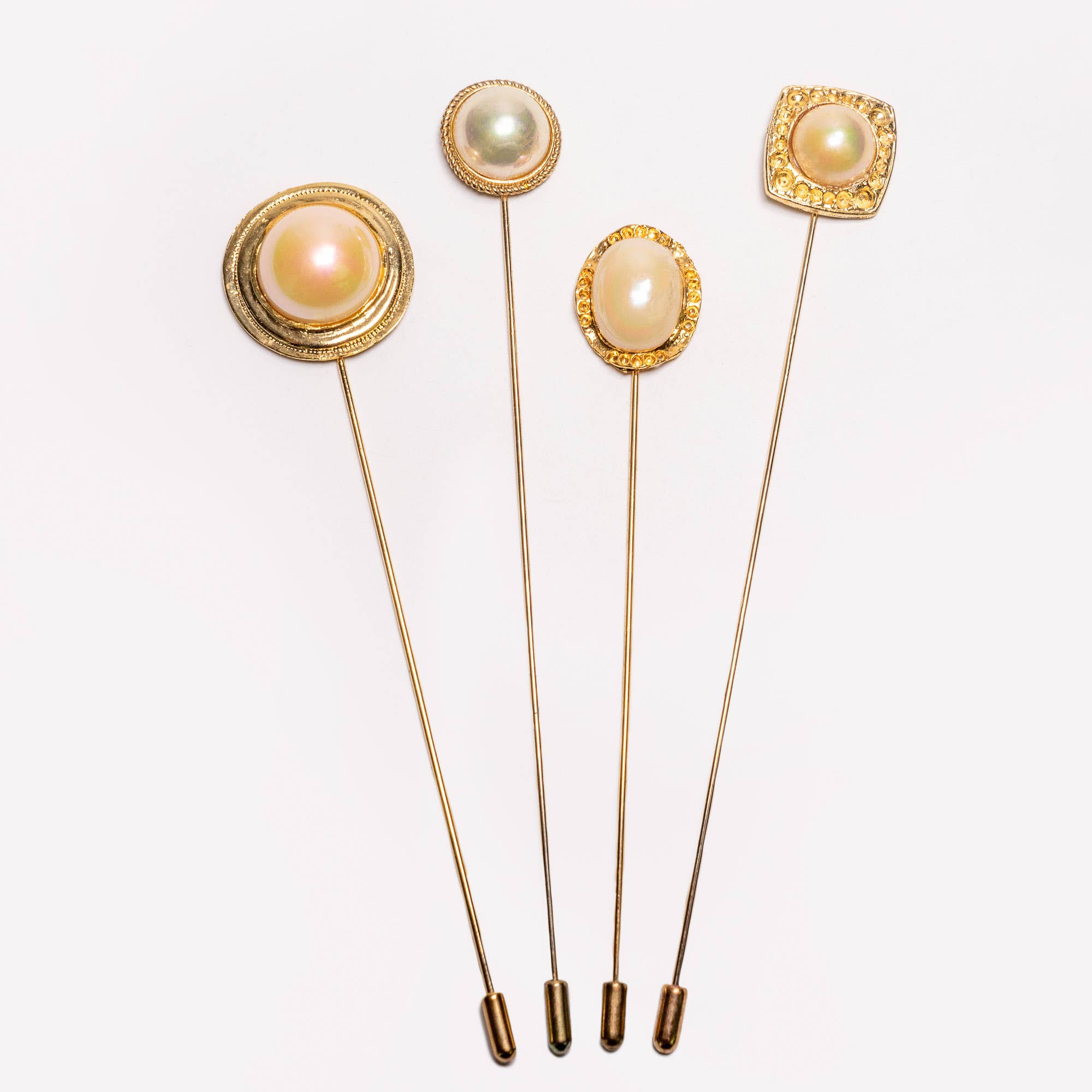 KaKyCo - Wholesale Hat Accessory - Women's - 4 Pieces Gold/Pearl Hat Pin Set | A4000-026-029PK1