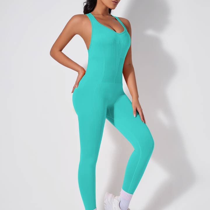 WONDERXFANS - Wholesale Unitard - Women's - Yoga Bodycon V-neck Sports Jumpsuit13