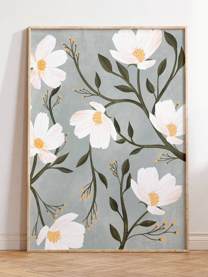 Impressão artística Flores Azul por atacado de Illustrations Its Funny Howww Inc