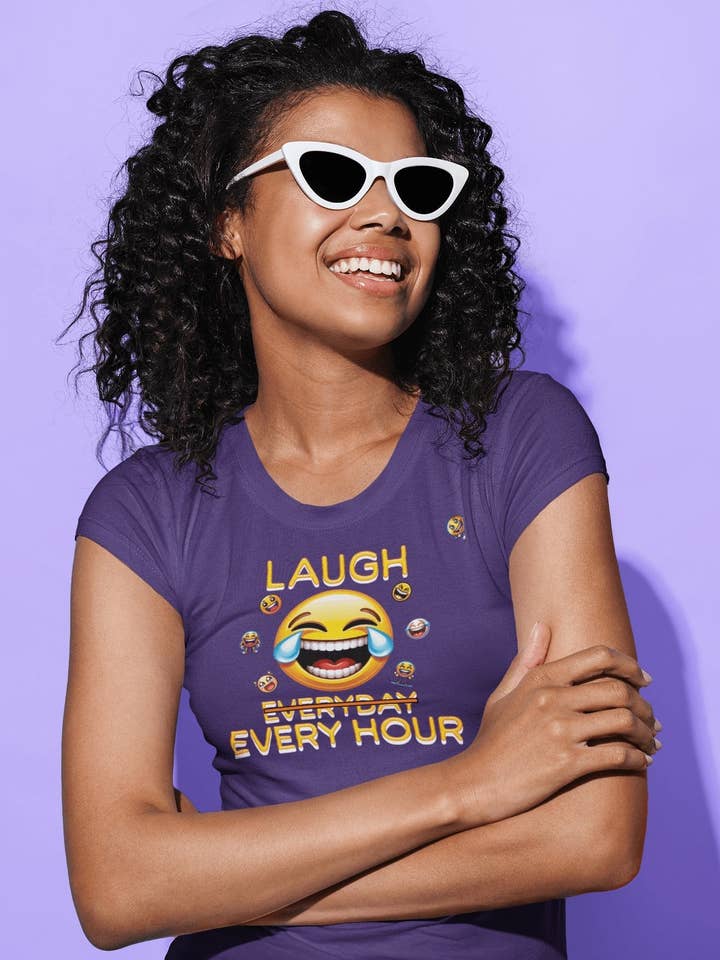 Laugh Every Hour Smiley Face Humorous Good Mood T-Shirt for wholesale by Encore2wo