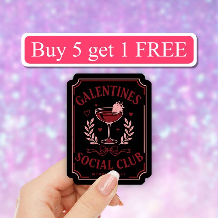 Galentines Social club sticker, adulting drinking, alchohol for wholesale by Neya Sticker Shop