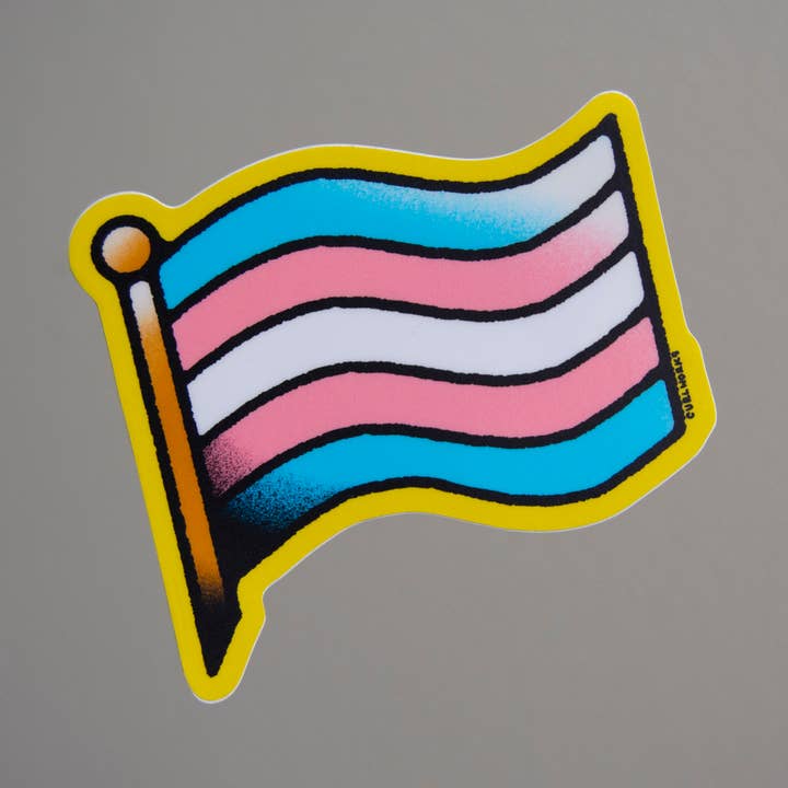 Curlworks - Wholesale Sticker - Trans Pride Flag Vinyl Sticker0