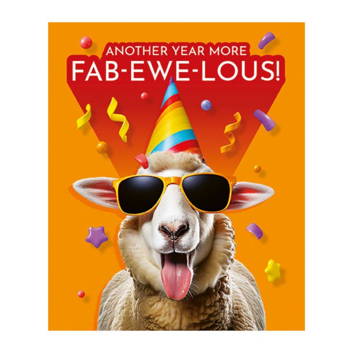 Födelsedagskort med Galna Djur, Får i Solglasögon & Partyhatt för wholesale av EMOTIONAL RESCUE