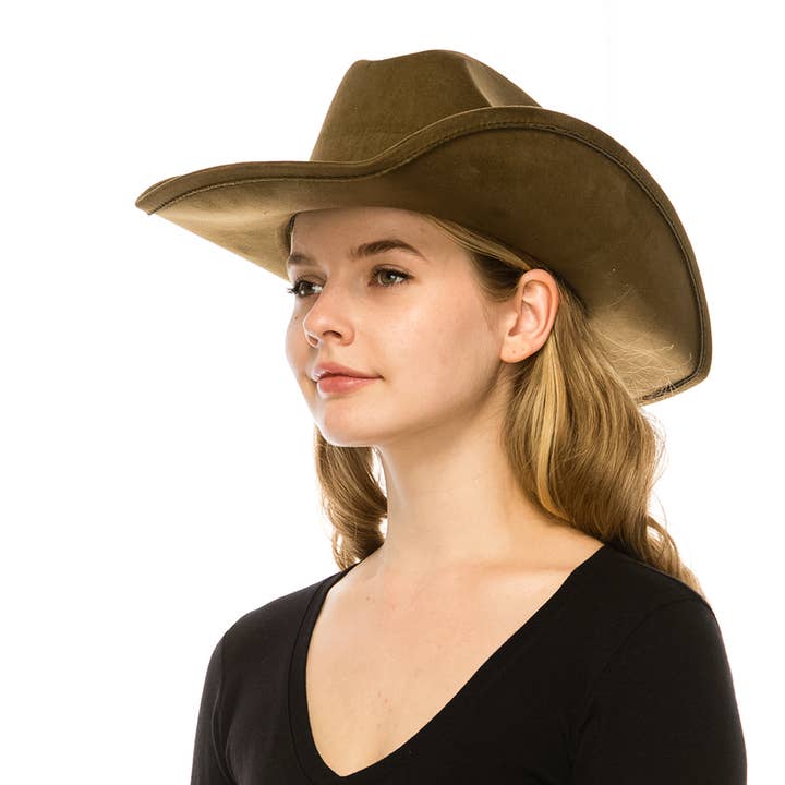 DNMC - Wholesale Cowboy Hat - Women's - Cattleman Cowboy-Cowgirl Hat - Vegan Suede - Selling Fast!