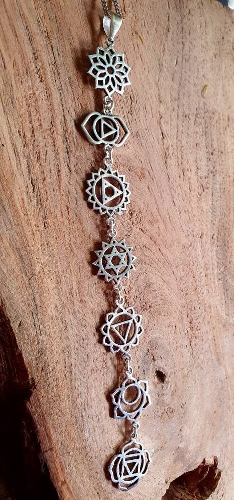 Kaali Boutique – wholesale Pendant/charm necklace – Silver Chakras Necklace with Stainless Steel Chain11