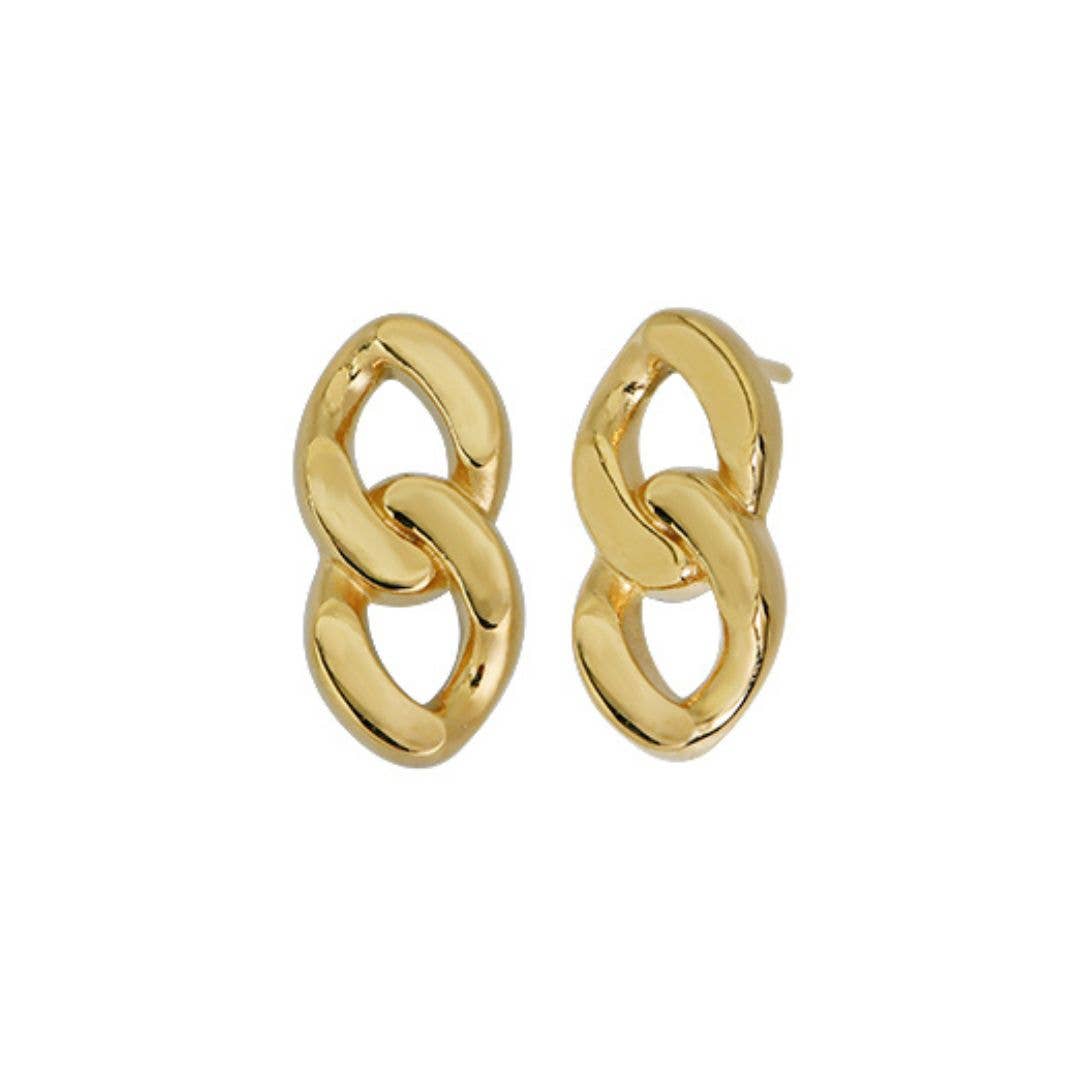 The Land of Salt – wholesale Solitärörhängen – Chain Link Stud örhängen i guld