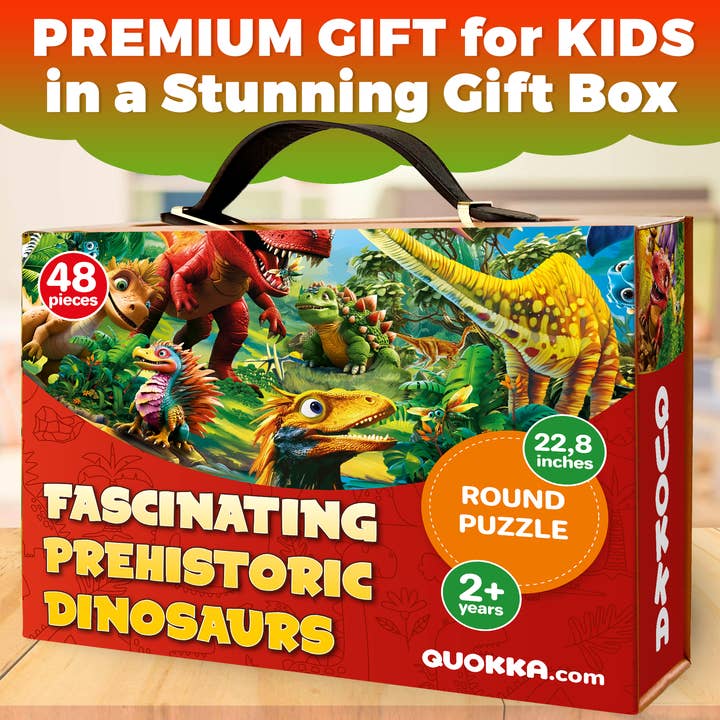 QUOKKA - Wholesale Puzzle - Kids - Round Floor Puzzle for Kids | Dinos1