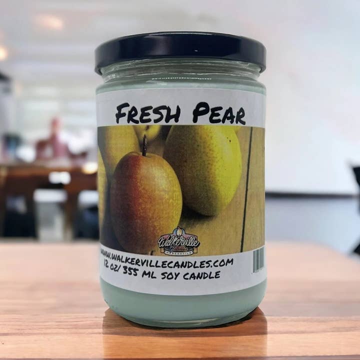 Bougie écologique à la poire fraîche 12 oz en cire de coco pour la vente par Walkerville Candles