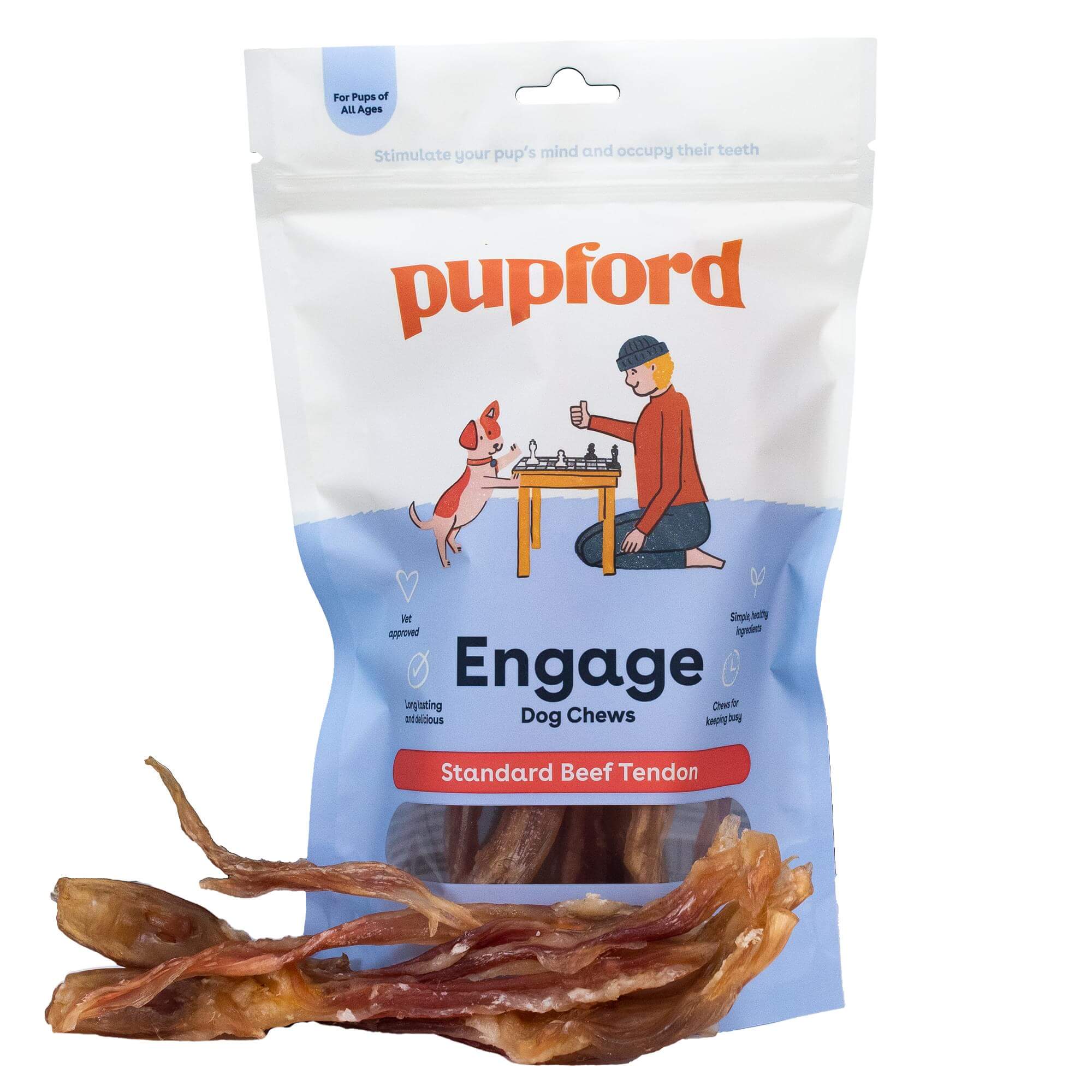 Pupford - Wholesale Pet Treats - Dog - Standard Beef Tendon Dog Chew 10 Pack0