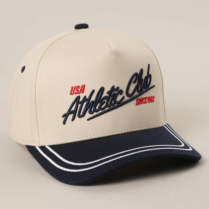 NAVY ATHLETIC CLUB Embroidered Two-Tone Trucker Hat for wholesale on Faire4