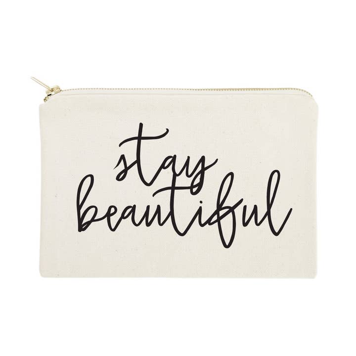 Stay Beautiful Make Up Pouch for wholesale by The Cotton & Canvas Co.