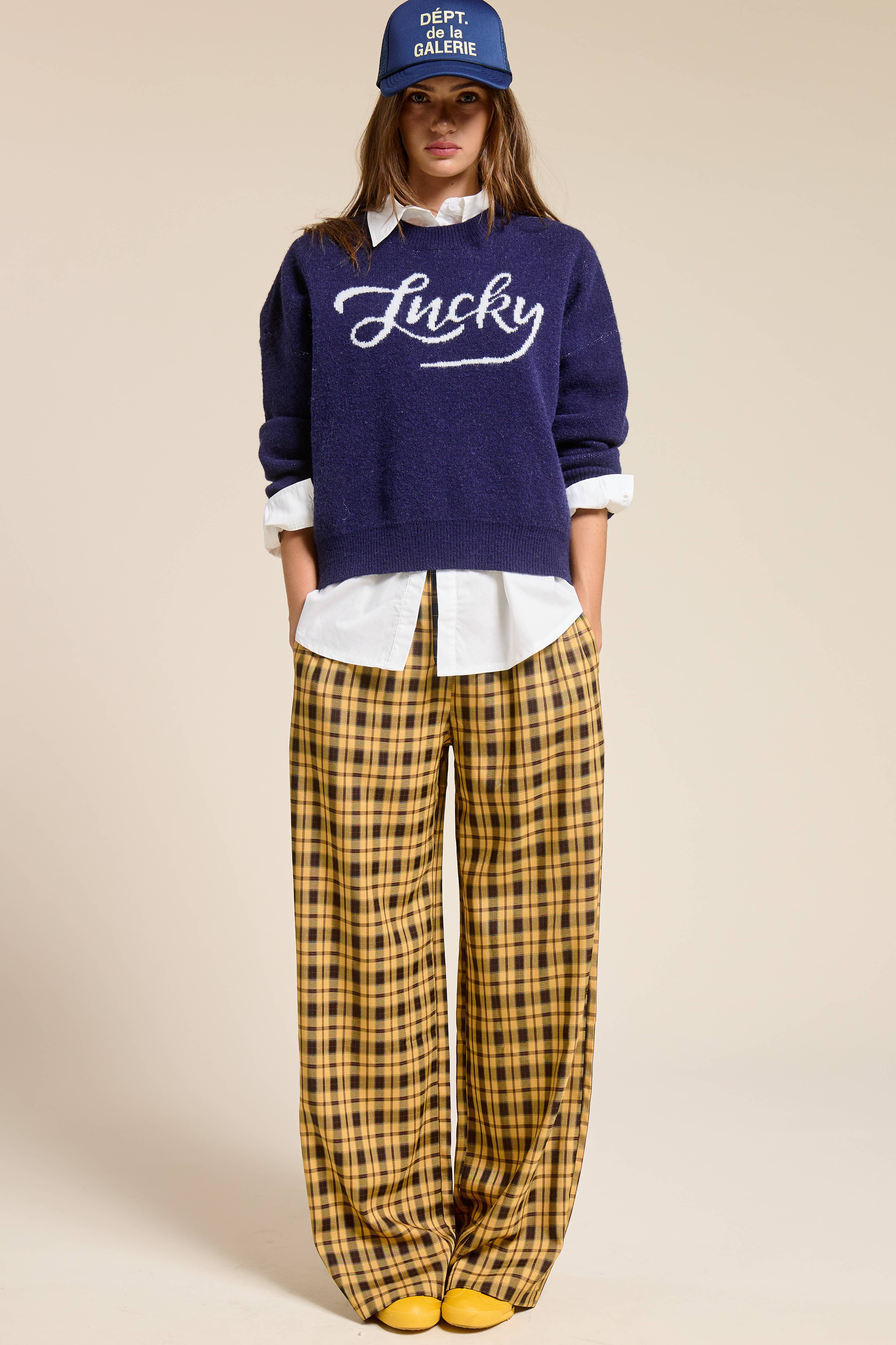 Mimosa - Vente Pantalon – femme - Pantalon boxeur à carreaux avec ceinture contrastante7