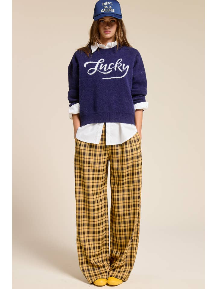 Mimosa - Vente Pantalon – femme - Pantalon boxeur à carreaux avec ceinture contrastante7