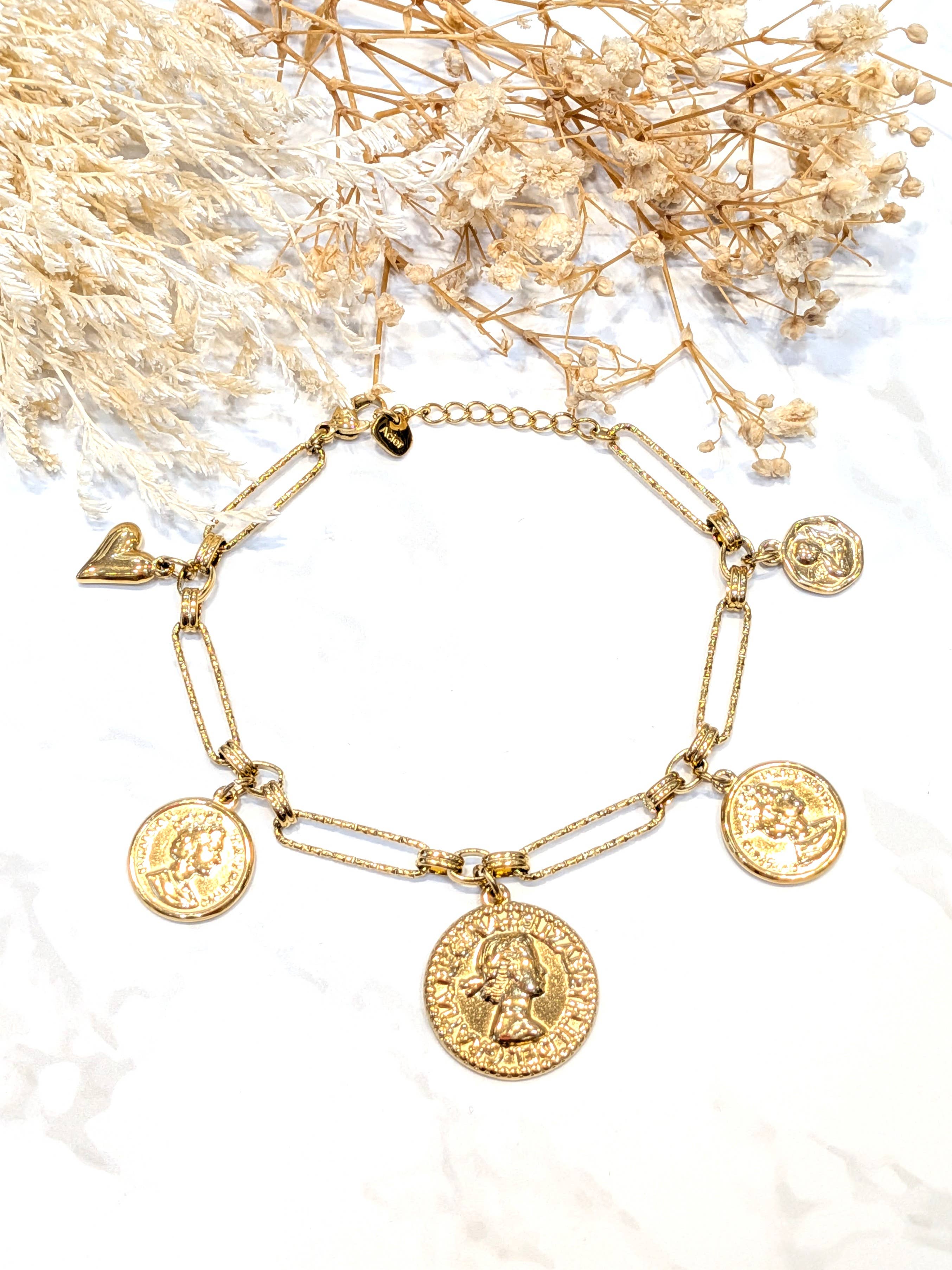 Gold Chunky Chain Bracelet With Isis Charms for wholesale on Faire0