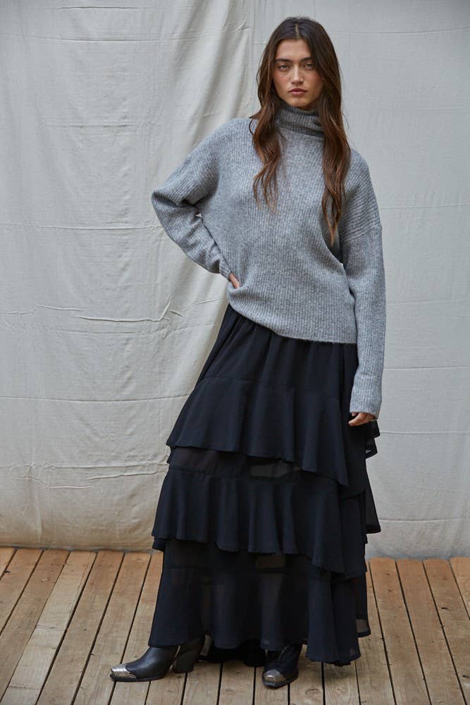 By Together - Wholesale Knitted jumper – Women′s - W1805 | Knit Sweater Ribbed Turtleneck Drop Shoulder Top4