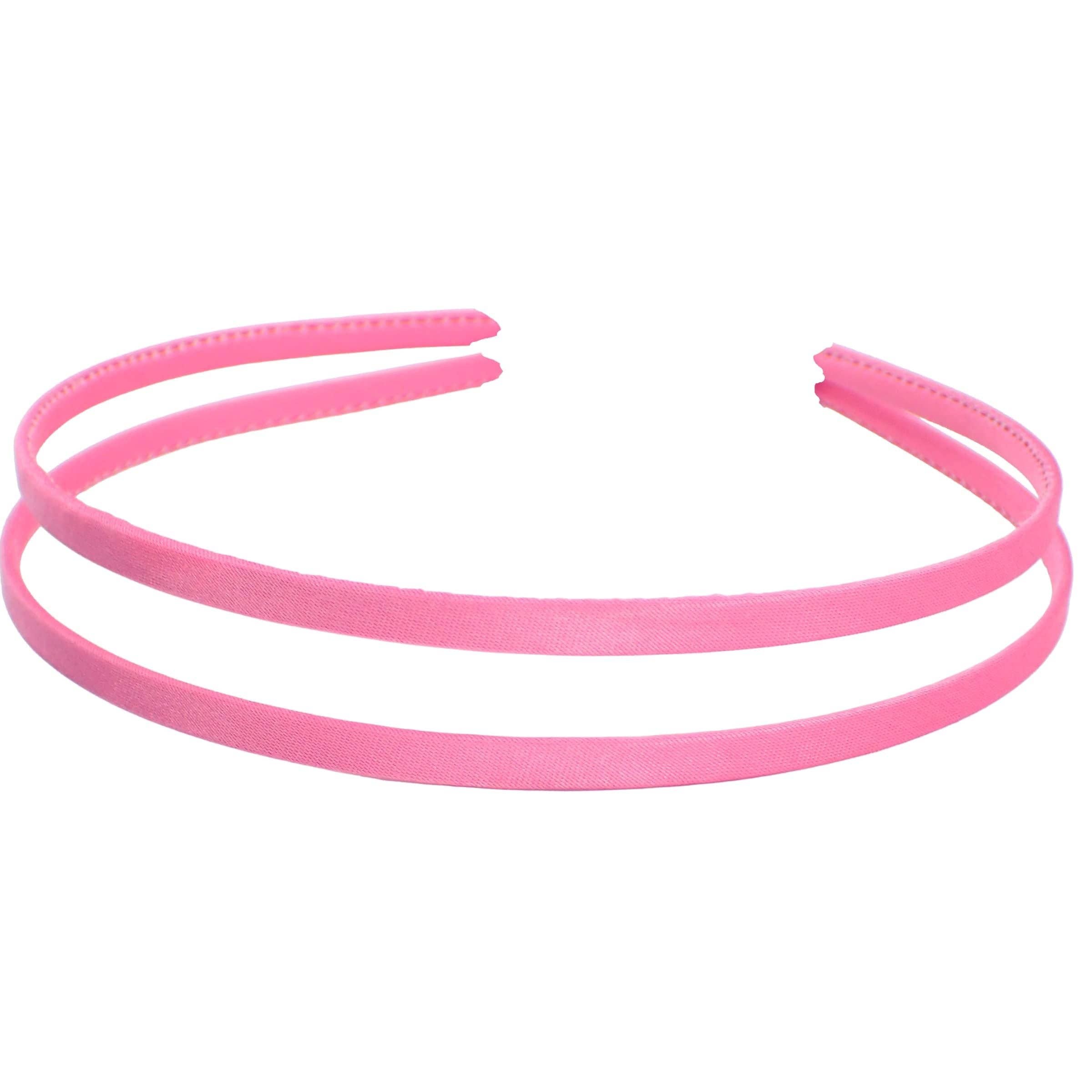 Topkids Accessories – wholesale Fashion headband – women's – 2pc Thin Satin Covered Metal Headbands Hair Bands Alice Bands Ribbon Wrapped Hairbands Head Bands Adult Women Girls Black White Pink Fuchsia7