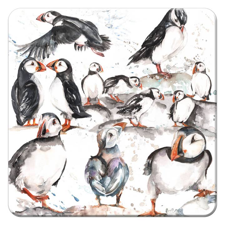 Meg Hawkins Puffins Trivet Pot Rest, 16x16cm for wholesale by Nauticalia