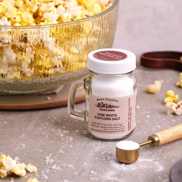Amish Country Popcorn - Wholesale Salt - 4.5 oz. Bottle of Fine White Popcorn Salt2
