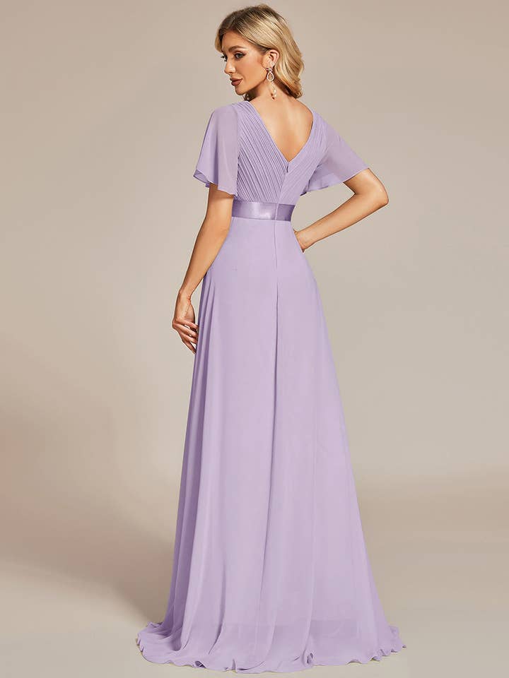 Ever-Pretty - Wholesale Gown – Women's - Double V-Neck Ruffles Chiffon Bridesmaid Dress61