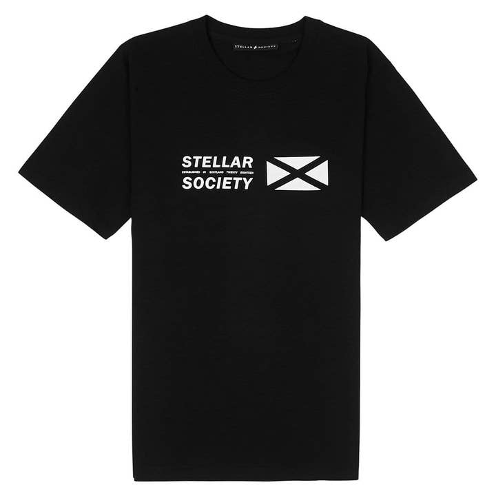 T-shirt Saltire - Nera per la vendita all'ingrosso da parte di Stellar Society