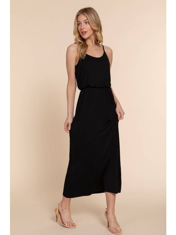 Active Basic | Active USA - Wholesale Dress - Women's - Waist Elastic Midi Cami Knit Dress