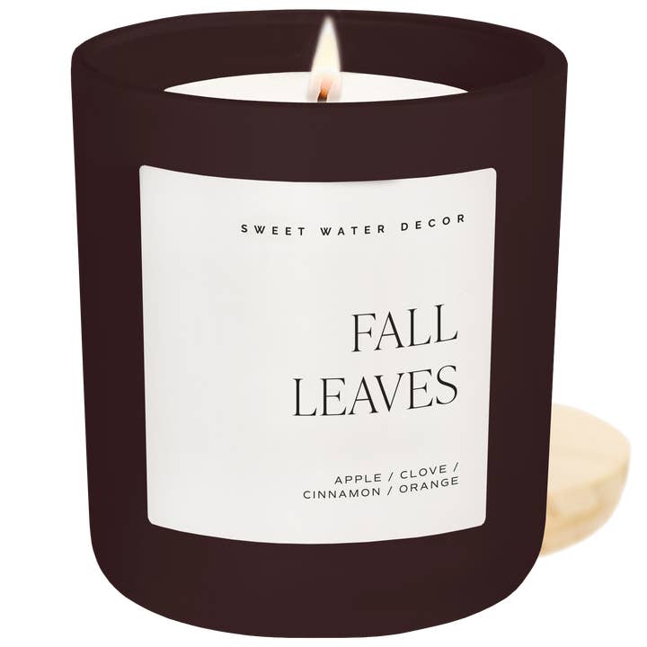 Sweet Water Decor - Wholesale Jar/Filled Candle - *NEW* Fall Leaves 15 oz Soy Candle, Matte Jar - Fall Decor1