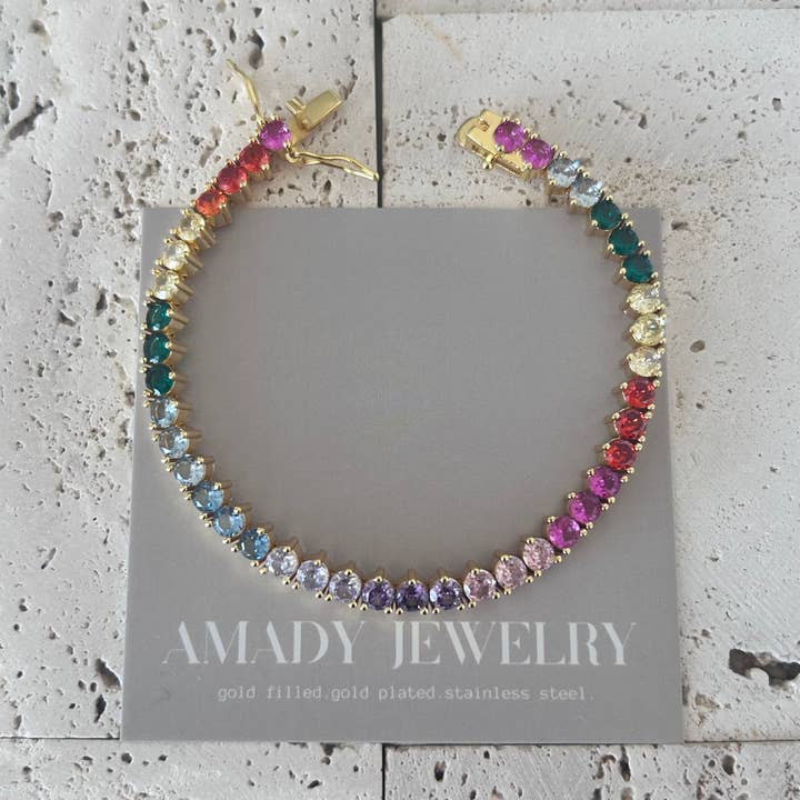 Amady Jewelry - Wholesale Tennis Bracelet - Tennis bracelet Colorful rainbow crystals 2