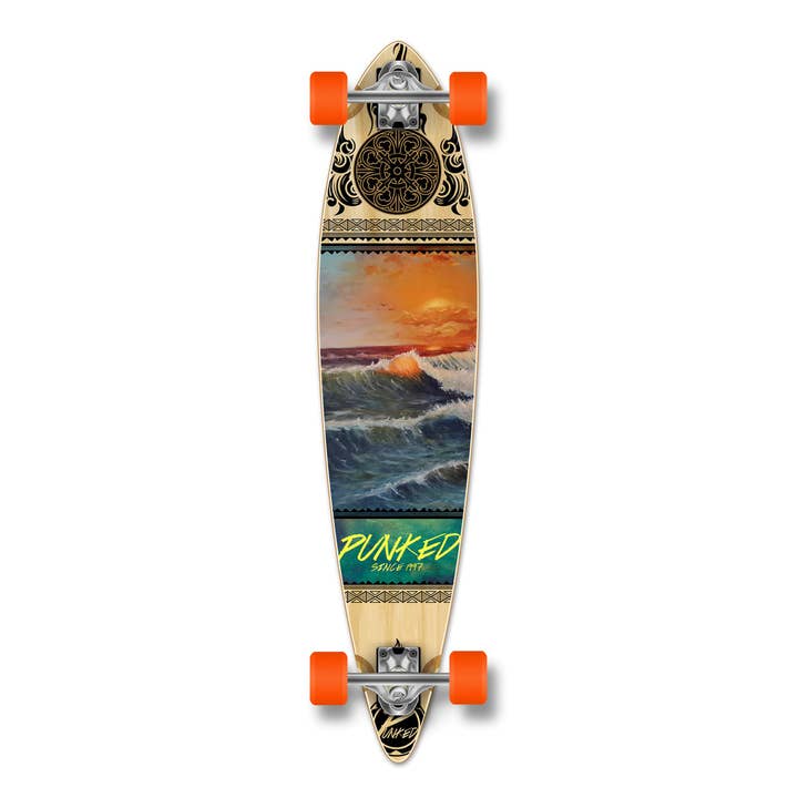 Yocaher Pintail Complete Longboard - Wave Scene for wholesale by Yocaher Skateboards