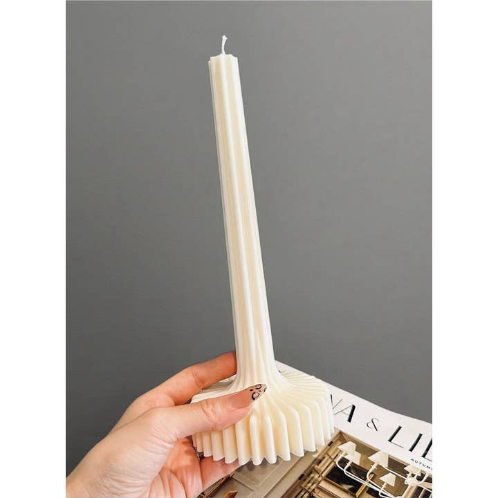 Karly’s Candles - Wholesale Tapered candle/candlestick - Vase Stripe Candle, Beeswax Taper Candle, Ribbed Taper,10inc2