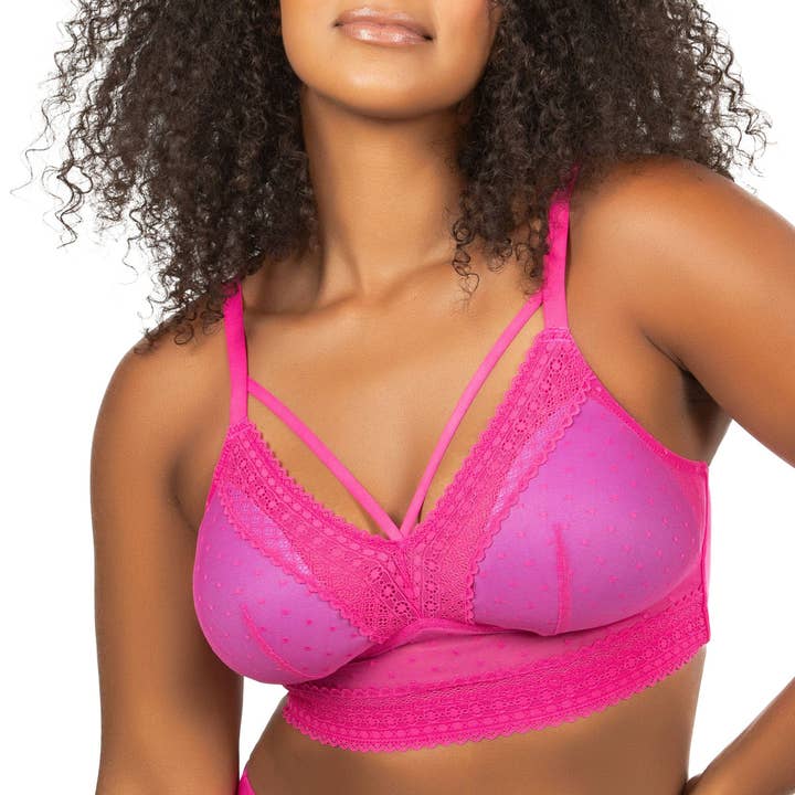 PARFAIT Mia Dot P6011 Women's Full Busted Lightly Padded Wire Free Bra - Bright pink for wholesale by PARFAIT