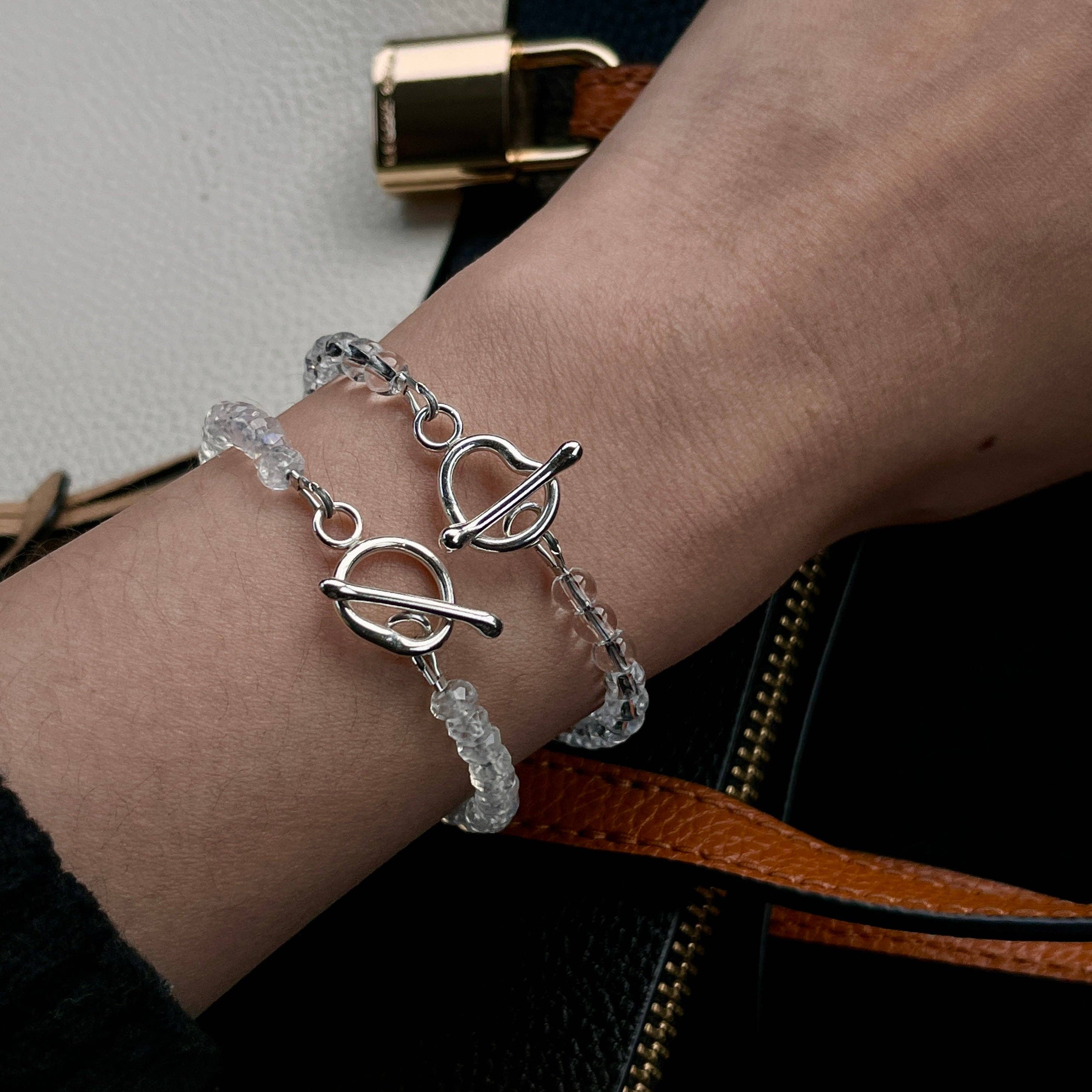 LoveGem Studio LLC - Wholesale Beaded Bracelet - Amethyst Nugget & Smooth Quartz Bracelet – Minimalist Jewelry with Argentium Silver Toggle6