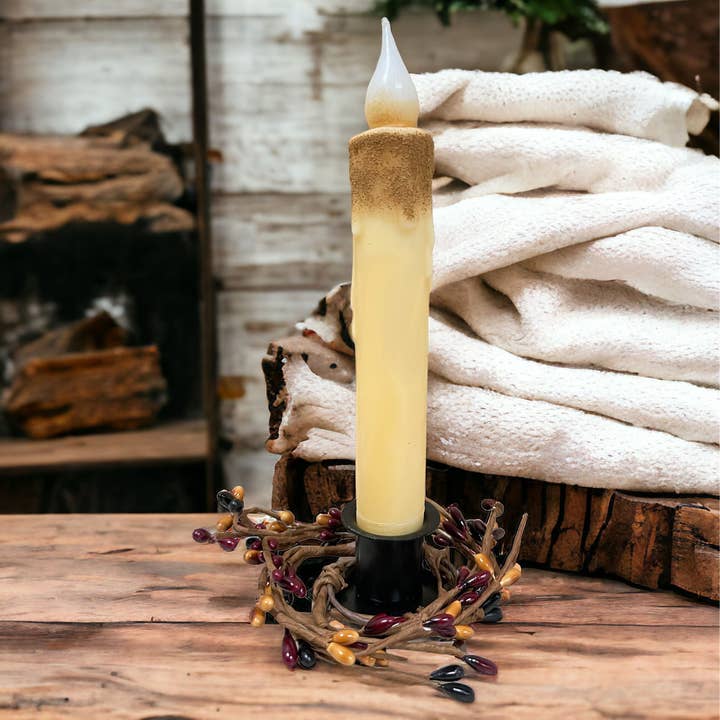 Small Town Dusk - Wholesale Flameless Candle - 7" Solid Cream LED Battery Operated Timer Taper Candles