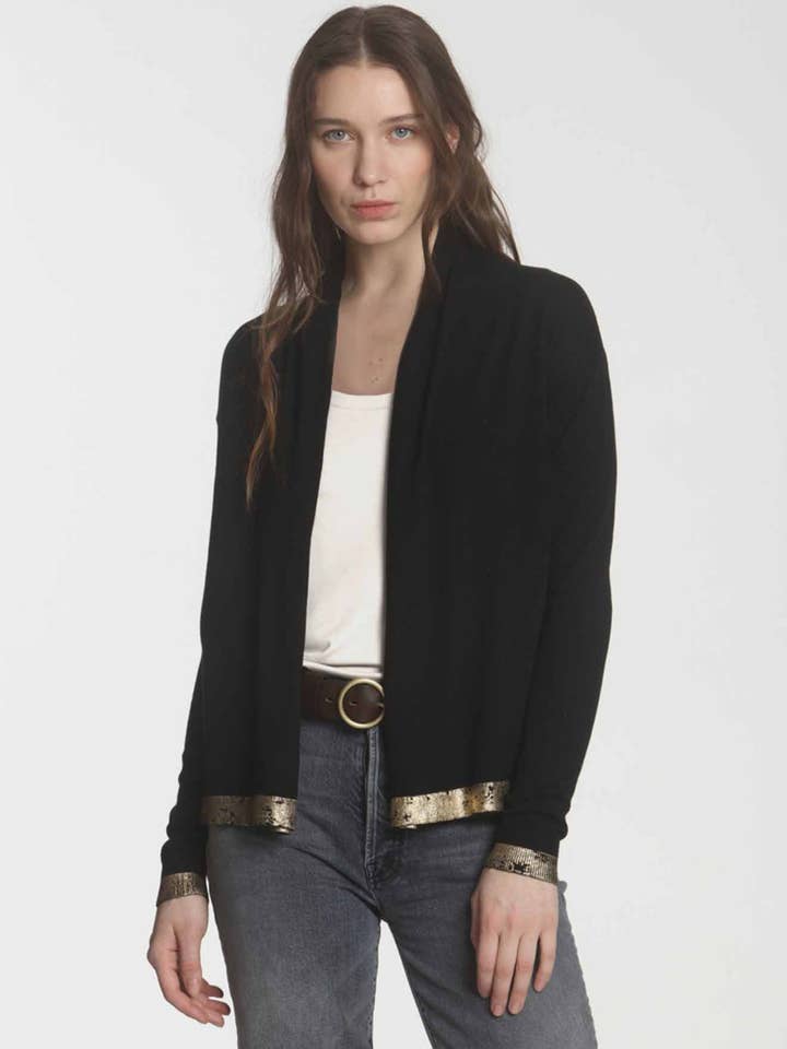 Cardigan Goldie - Preto por atacado de Label + Thread