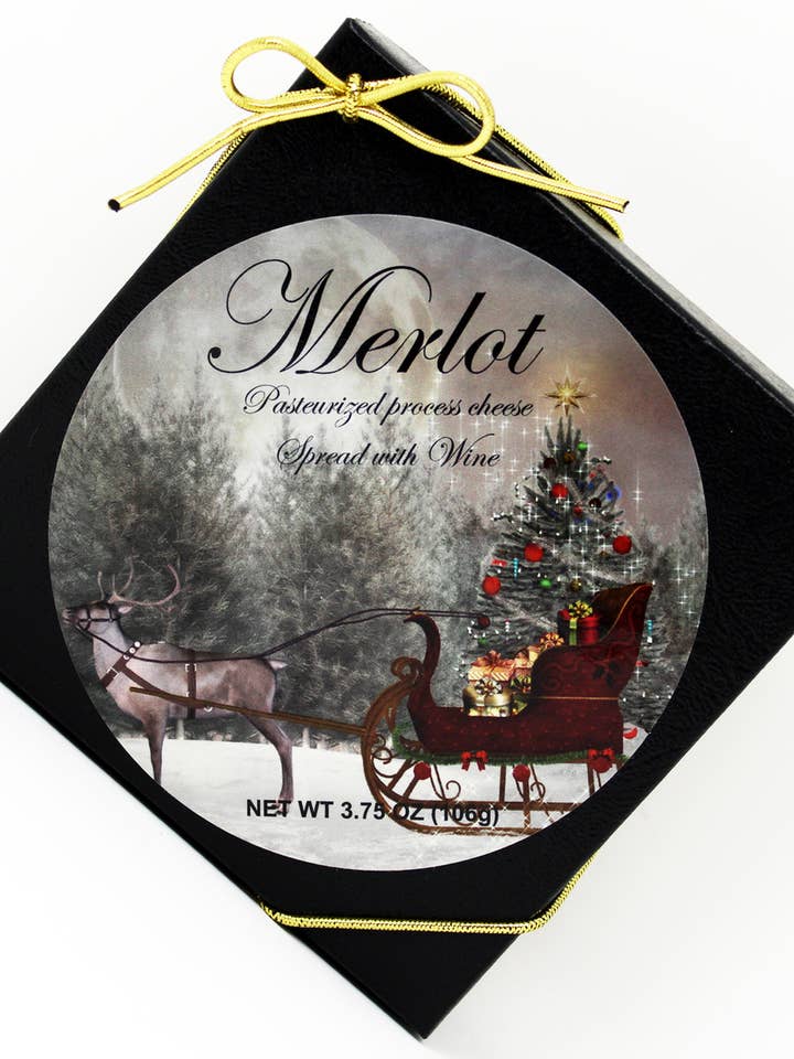 1146 3.75oz Merlot Cheese Spread Sleigh for wholesale by Northwoods Food and Gift Enterprises