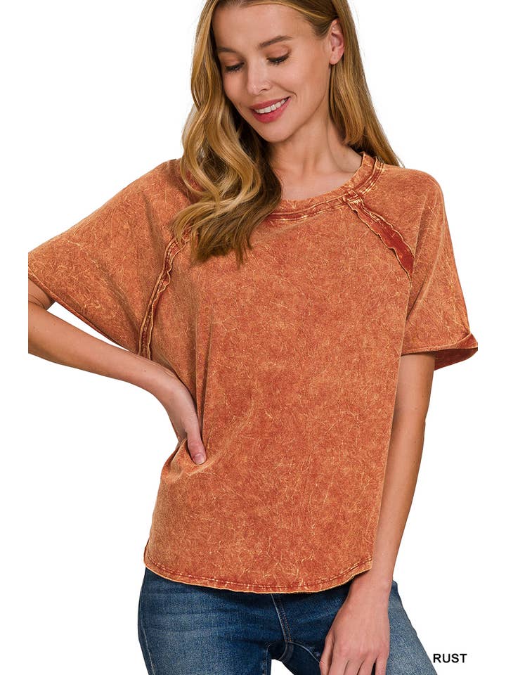 42POPS - Wholesale T-Shirt - Women's - "..._ Back Patch Crinkle Washed Raglan Sleeve Tshirts