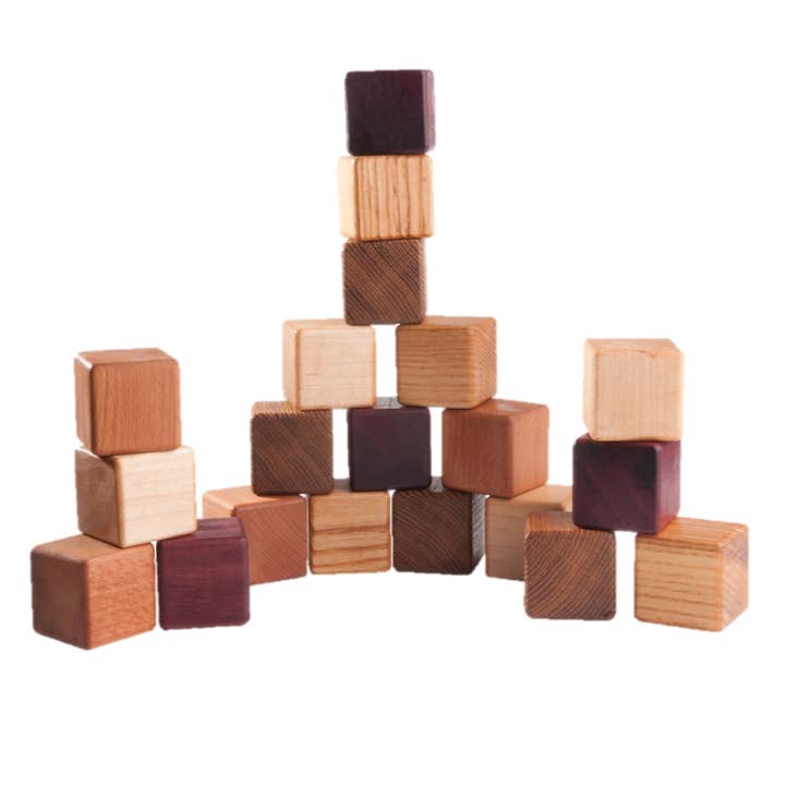 Classic Wooden Blocks for Toddlers From 5 Types of Wood,20pc for wholesale by PoppyBabyCo