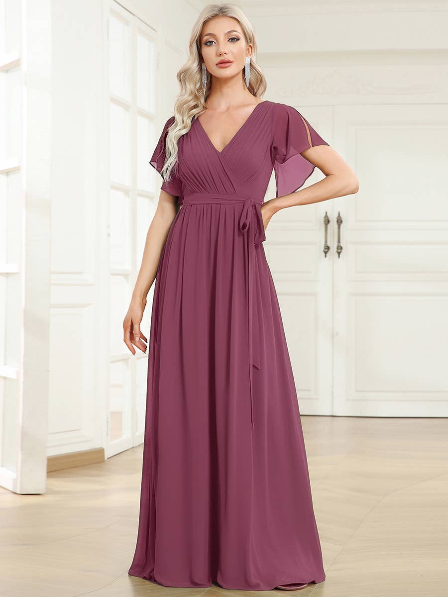 Ever-Pretty - Vente Robe – femme - Robes de soirée à volants à manches courtes exclusives B2B1