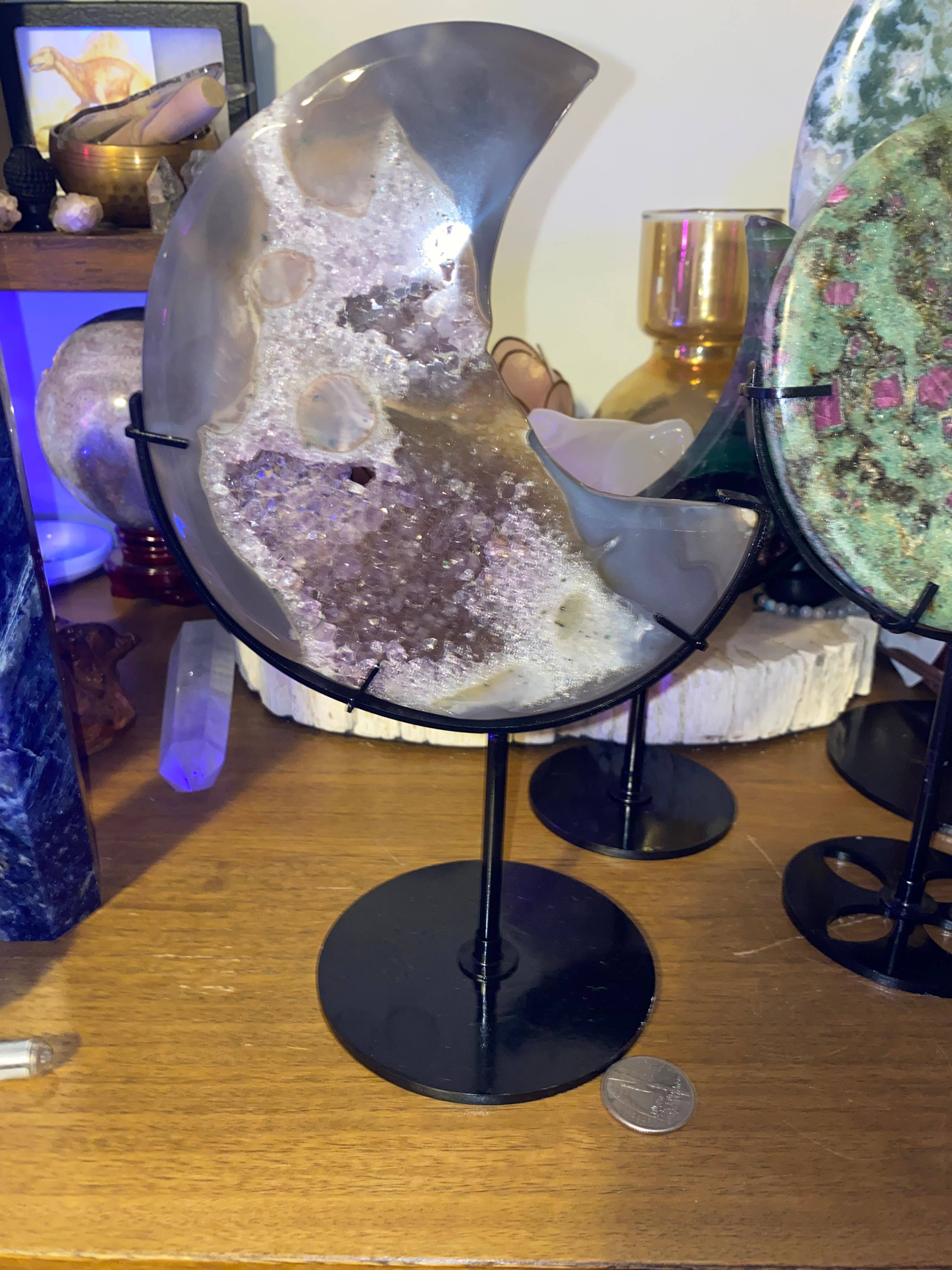 Moon River Designs - Wholesale Spiritual Stone/Crystal - Druzy Agate Moon with Stand Crystal Moon with stand 0