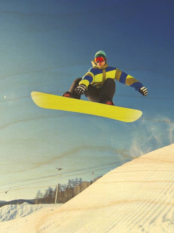 HOUTEN ANSICHTKAART SKI GRAB SNOW voor wholesale door Hironwoods