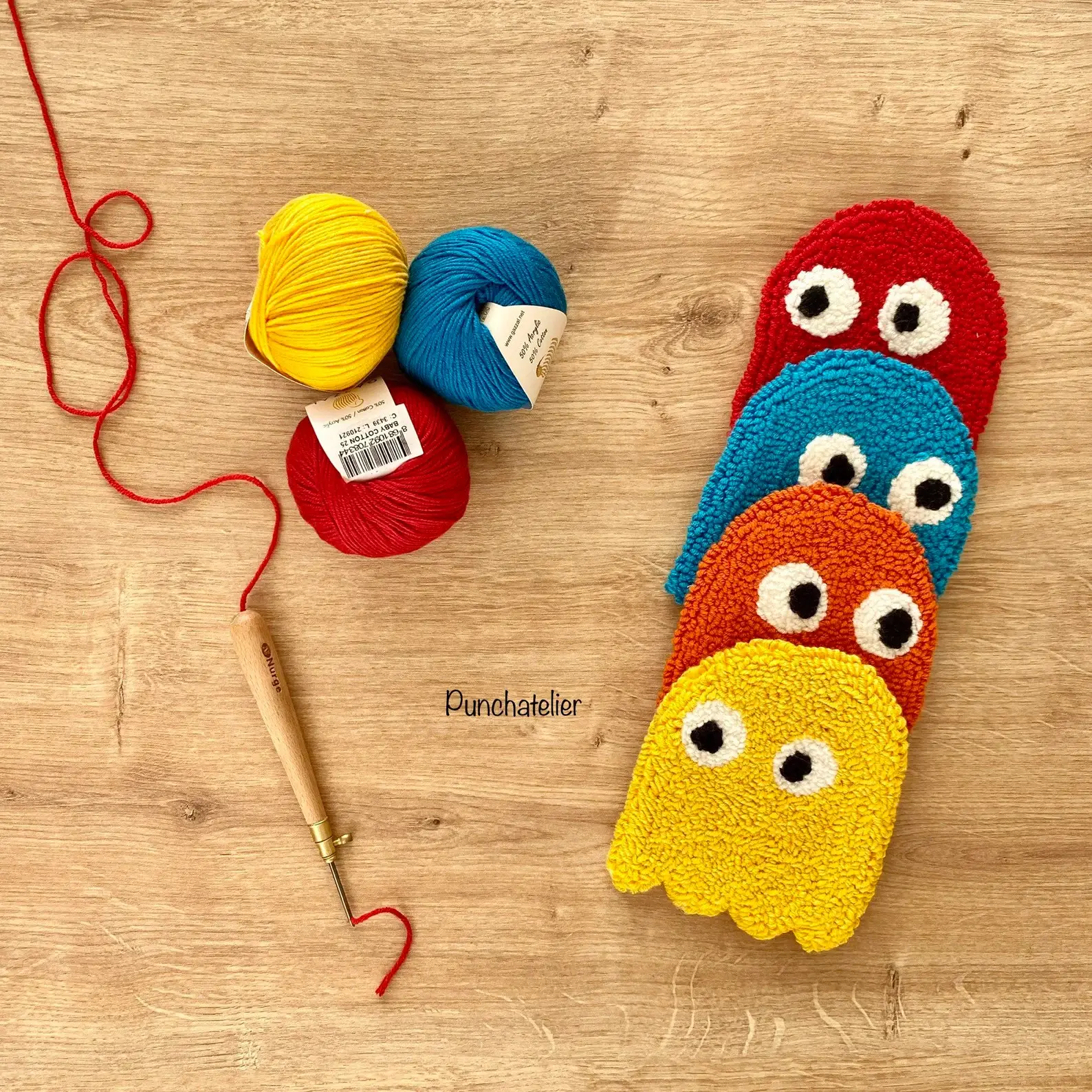 PunchAtelier - Venta al por mayor Material para bordado/punto de cruz - Kit Tufting de Posavasos 4 piezas2