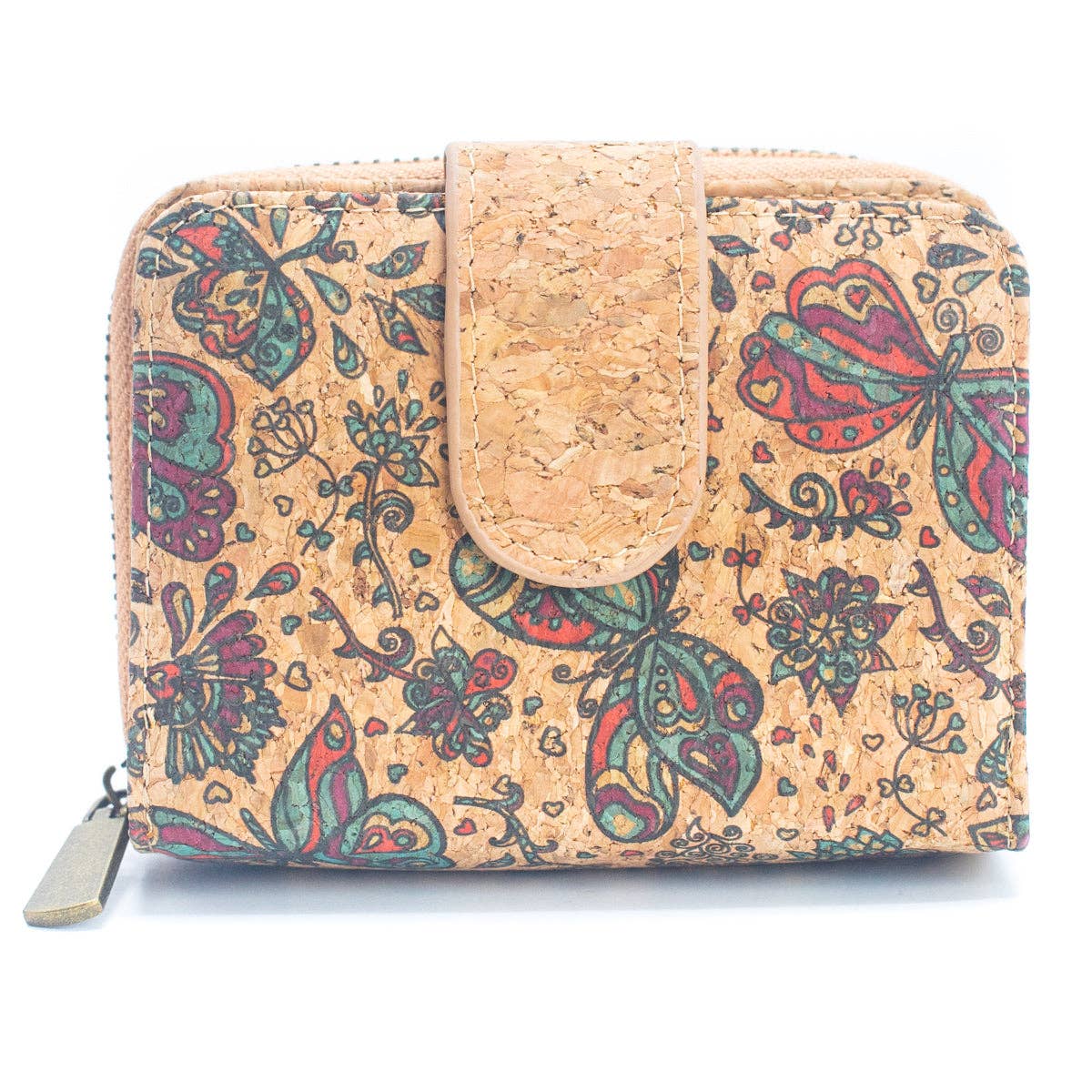 Meninas Bonitas Cork - Wholesale Wallet - Women's - Natural Cork Printed Women's Short Card Wallet BAG-22383