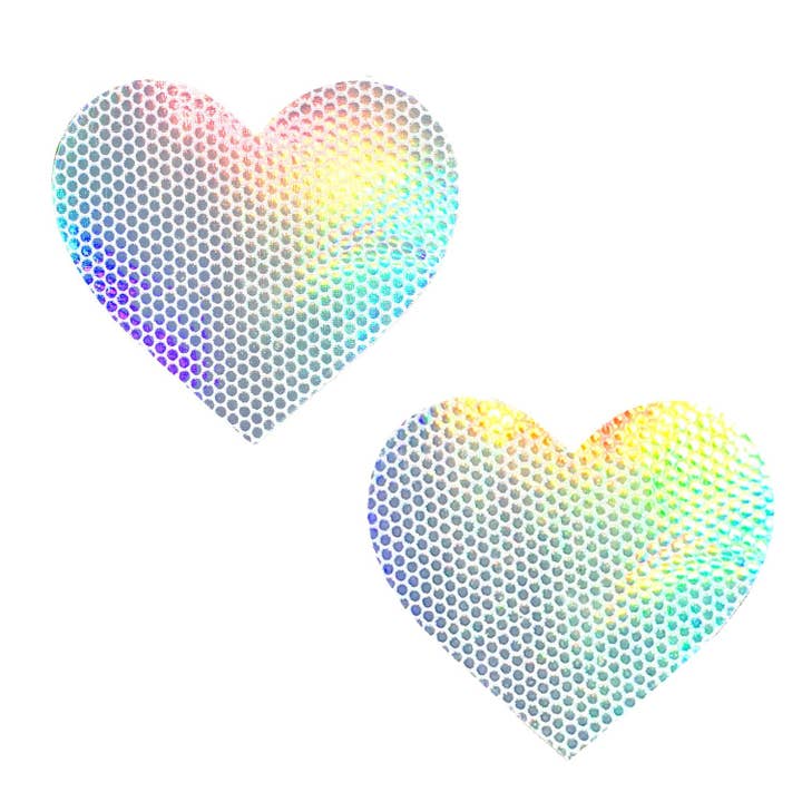WHI Liquid Party Pure White Holographic I Heart U Nipple Cover Pasties for wholesale on Faire