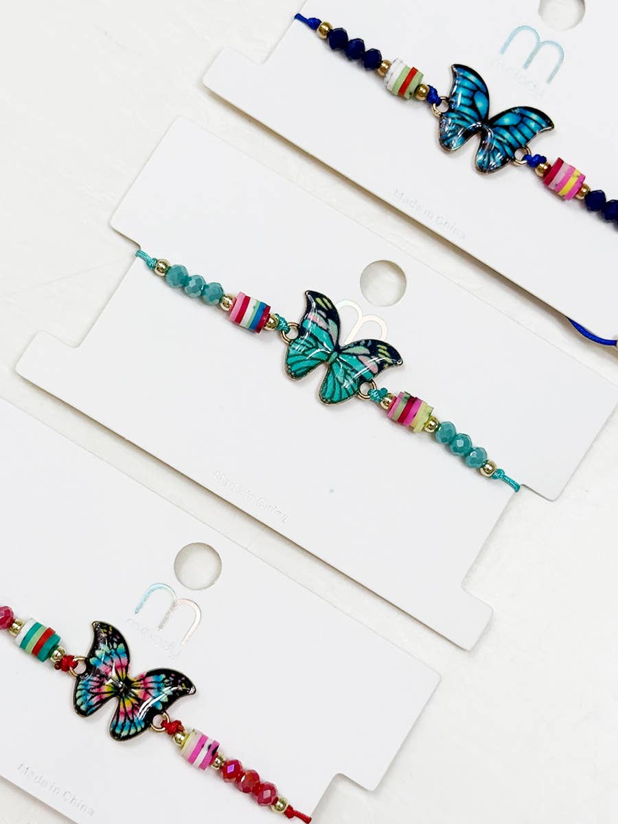 MIX COLOR Butterfly String Adjustable Bracelet  for wholesale on Faire5