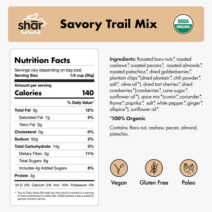 shār snacks - Wholesale Trail Mix - 1.5 oz Mini Shār Trail Mix - Savory Recipe2