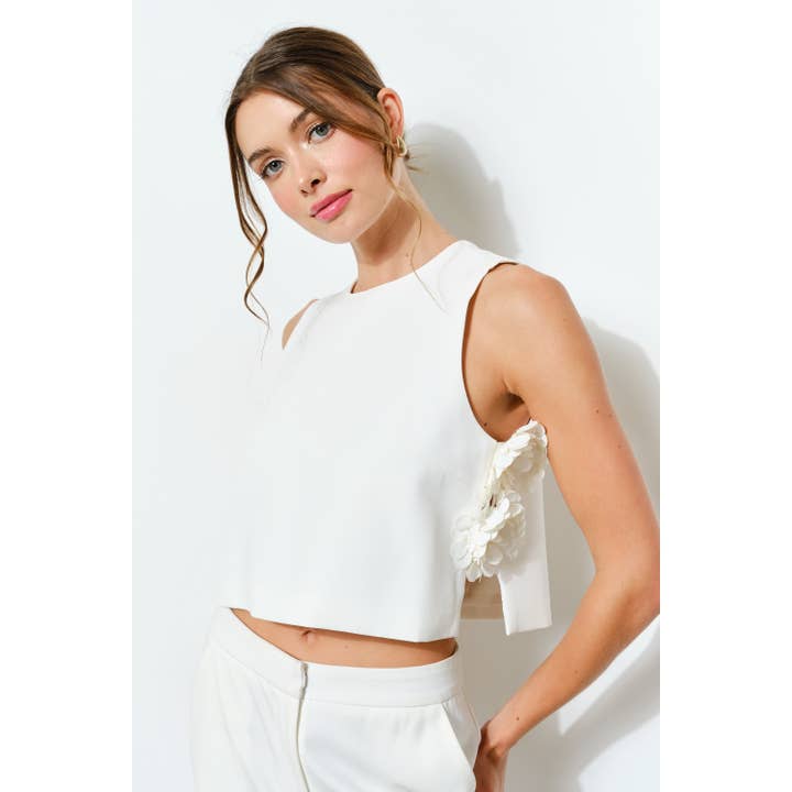 INA - Wholesale Blouse - Women's - Floral Applique Sleeveless Top