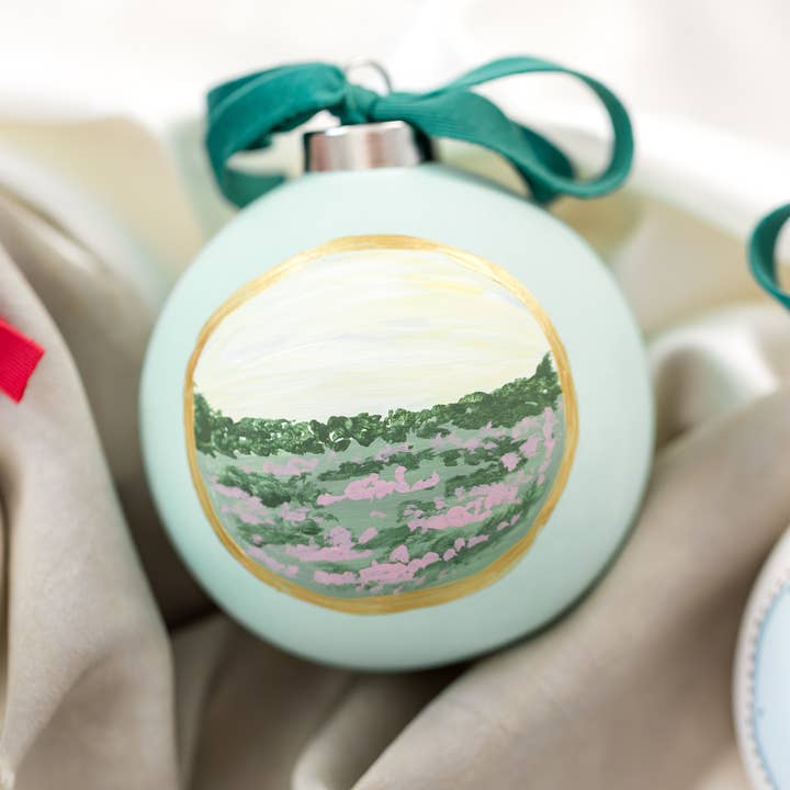 Mossy Meadow Painted Ornament for wholesale by Three Eleven