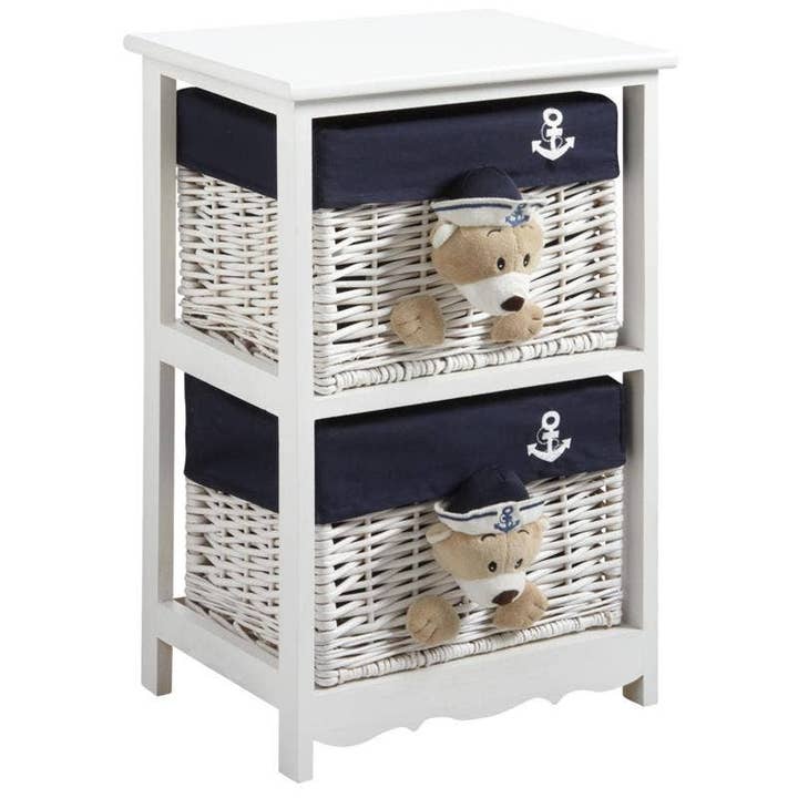Wooden and wicker teddy bear children's dresser for wholesale by Aubry Gaspard