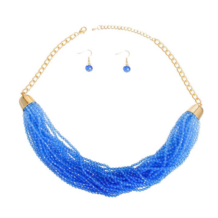 34 Strand Blue Bead Necklace for wholesale by PinktownUSA