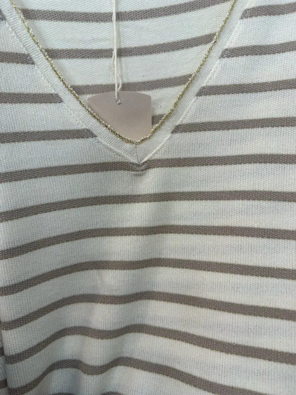 Mimi & Gogo - Wholesale T-Shirt - Women's - Striped top with lurex collar @46262_HRayeColLux1