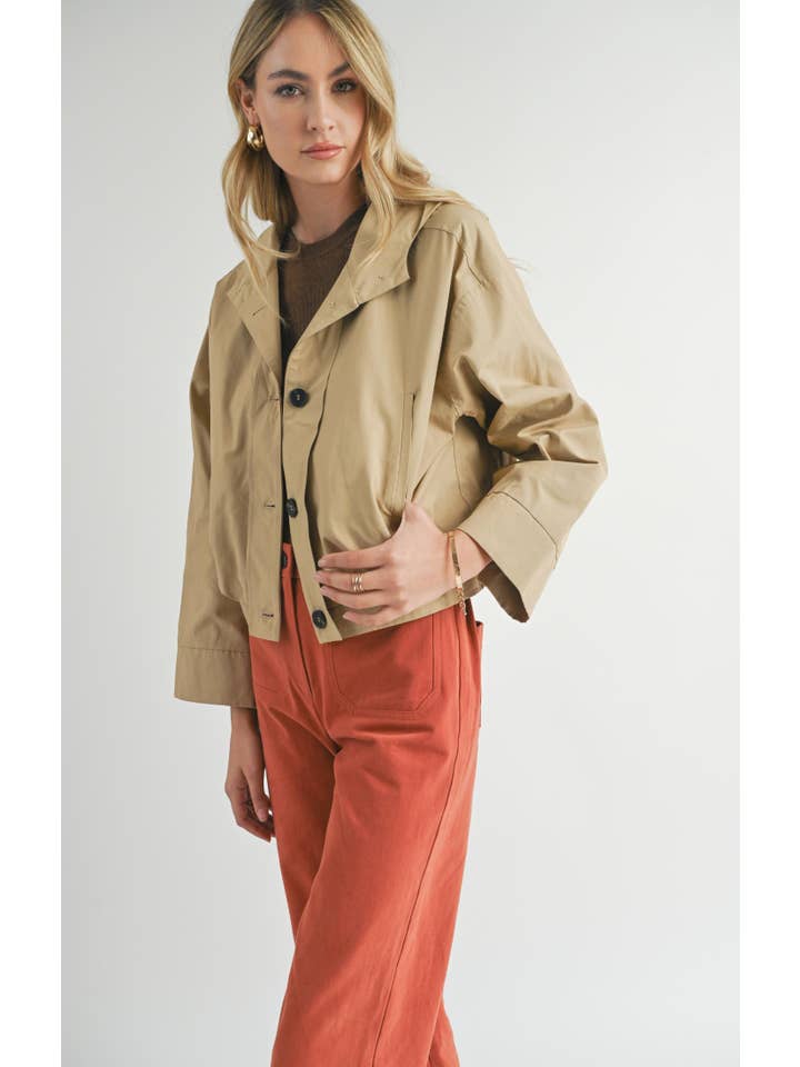 Sadie & Sage - Wholesale Jacket - Women's - Olsen Buttoned Jacket W Hood: KHAKI